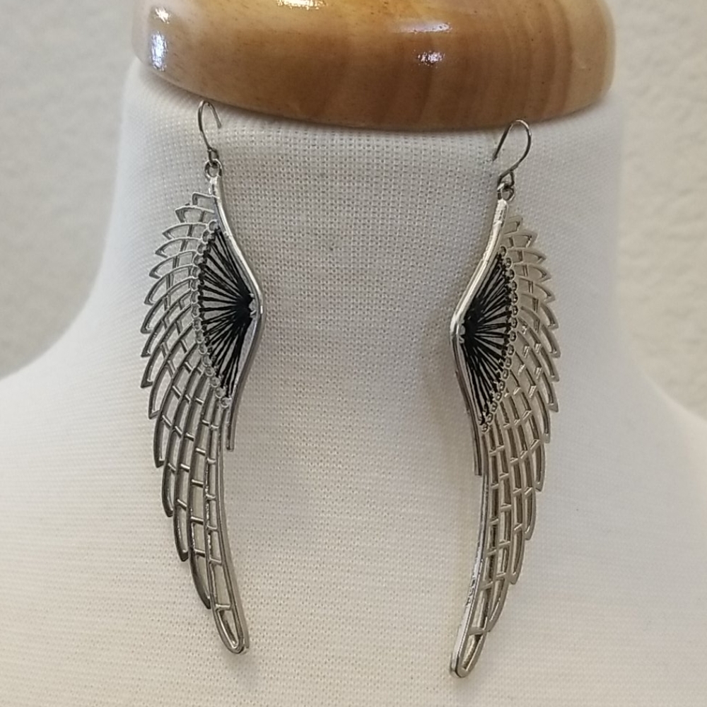Silver wing earrings